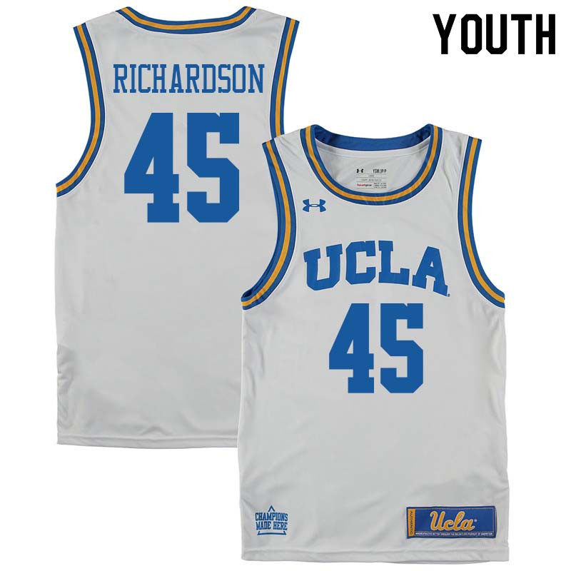 Youth #45 Jerome Richardson UCLA Bruins College Basketball Jerseys Sale-White - Click Image to Close